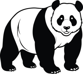 Cute sichuan giant panda illustration black and white bear bamboo forest isolated on transparent background isolated on white background