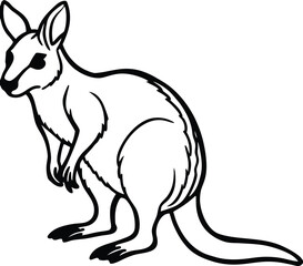 A detailed illustration of a swamp wallaby standing alert isolated on transparent background isolated on white background