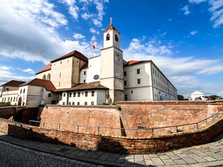 Fototapeta premium Panorama of Špilberk Castle with beautiful clouds in Brno, Czech Republic
