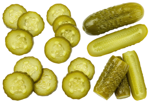 Assortment of pickles transparent background cutout png