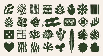 Chad 163 AI set of modern abstract organic shapes, hand-drawn nature elements, and minimalist patterns for creative graphic design © John