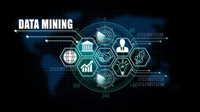 data mining Lifecycle on Futuristic Radar Technology Background. 4k animation 