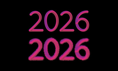 Vibrant 2026 Typography Design &mdash; Modern Gradient and Furry Text Effect for New Year Celebration