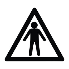 Caution pedestrian crossing sign vector illustration warning symbol for road safety and awareness