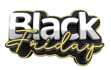 BLACK FRIDAY 3D ESCRITA TEXTO PRETO DOURADO 