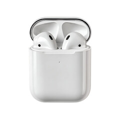 Airpods 2nd generation isolated on transparent background in charging case open