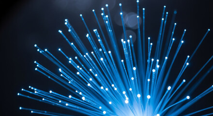 Fiber optics cables transmitting blue light data signals