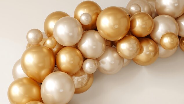 Golden Spheres in Harmony A Celebration of Light, Texture, and Rounded Abstraction.