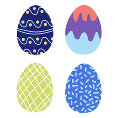 Colorful Easter eggs with various patterns and designs for spring celebrations and decoration ideas