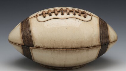 Oval Container with Textured Surface, Dark Stripes and Simulated Stitching Accent.