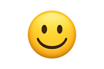 Fototapeta premium Yellow smiley face emoji representing happiness, positivity, and a good mood on transparent background