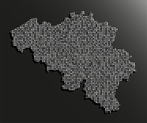 Map of Belgium from silver sequin, glitter sparkle