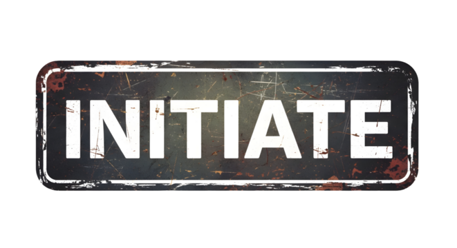 Grunge INITIATE sign isolated on transparent background for start or action concept