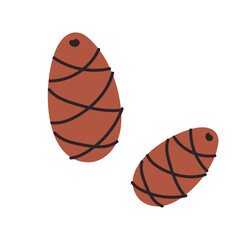 Brown pine cones with black wrapping on a plain background showing simple design and natural texture