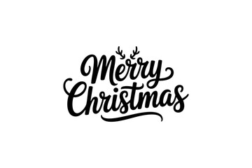 Merry Christmas Typography Design – Elegant Hand Lettering Calligraphy Text for Holiday Greeting