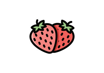 Two Strawberries Illustration: Fresh Sweet and Delicious Fruit.