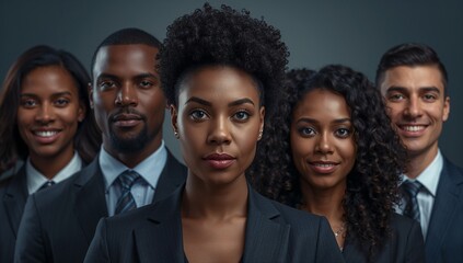 Corporate team leadership diverse business professional group african american success collaboration on transparent background