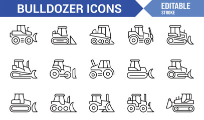 Industrial Vehicle Icons — Outline Vector Illustrations for Construction and Mechanical Design