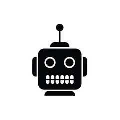 Vector robot head silhouette on clean background