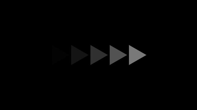 Fast forward white symbols icon symbol animation on black background. Animation of looping rewind button concept. Rewind Graphic icon Background. play baton icon animated . 4k motion video.