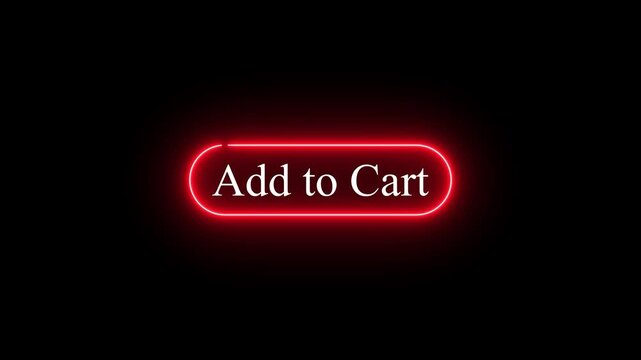 Neon &ldquo;Add to Cart&rdquo; button animation, call to action, glowing e-commerce icon, online shopping, digital marketing, clickable button