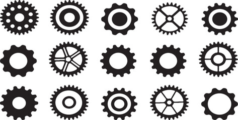 Gear Settings Icon Set. Cogwheel Icons. Gear Wheel Collection. Settings Icons Mega Bundle. Thin Line Vector Gear Icons for Modern Design