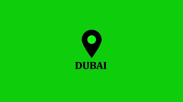location of the city of Dubai ,the name of the place with the location has been displayed, sign animated.