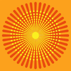 Radial halftone pattern texture vector. Abstract orange background.