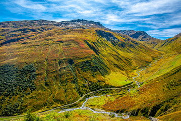 Przełęcz Furka (niem. Furkapass, wł. Passo della Furka) widok z przełęczy, Alpy, jesień 2025 © grzegorz_pakula