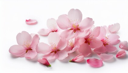 cherry blossom petals japanese sakura flowers isolated on white background