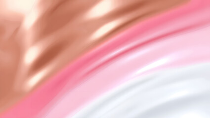 Abstract rose gold, pink, and white gradient background with soft, flowing waves design