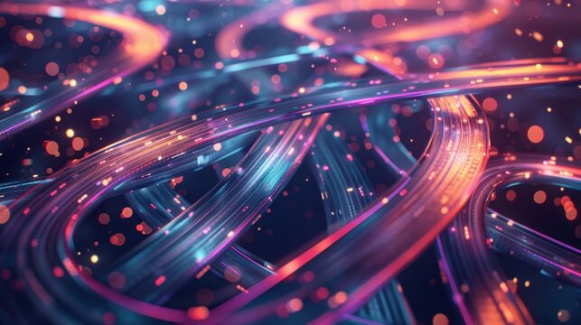 A vibrant illustration of intersecting highways with nodes at their junctions representing the connectedness and efficiency of the Web3 network.
