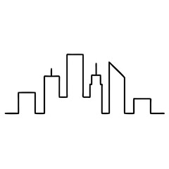 3d icon of outline drawing of a city skyline with various buildings