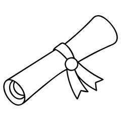 3d icon of rolled diploma or certificate tied with a ribbon and a circular seal