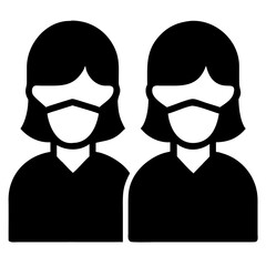 3d icon of two people wearing face masks