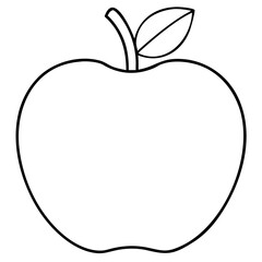 3d icon of outline of a fresh red apple with a leaf and stem