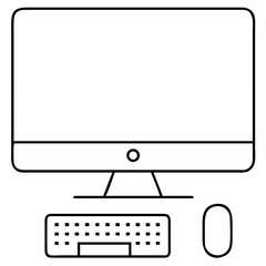 3d icon of computer desktop set icon with monitor, keyboard, and mouse