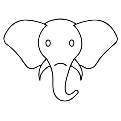 3d icon of simple line drawing of an elephants head with large ears