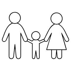 3d icon of family icon with two parents and one child holding hands
