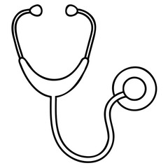 3d icon of simple outline drawing of a stethoscope