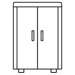 3d icon of outline of a twodoor cabinet with handles