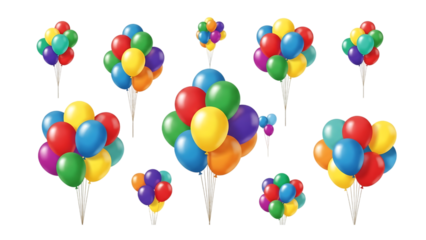 Festive colorful balloons bunches on black background celebration and party concept