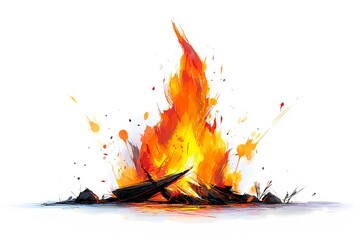 Simple flame contour sketch with fluid design and handcrafted aesthetics.