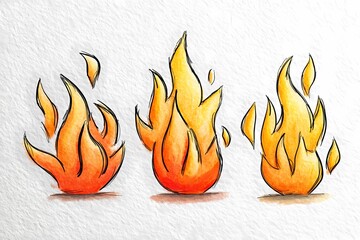 Simple flame contour sketch with fluid design and handcrafted aesthetics.