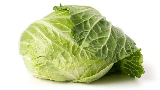 fresh cole cabbage on white background video