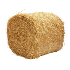 Multiple round straw bales scattered across a countryside landscape during sunseton transparent png background. Ai generated