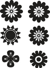 Abstract Geometric Flower Silhouette Icons Set