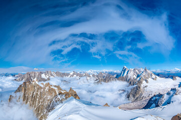 Panorama z Aiguille du Midi w kierunku wschodnim, wrzesień 2025, Francja, Chamonix