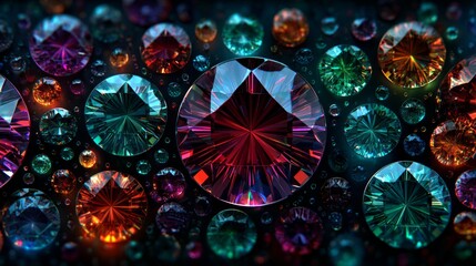 Pattern with colorful cut gemstones.