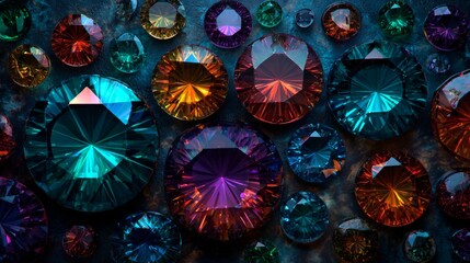 Pattern with colorful cut gemstones.